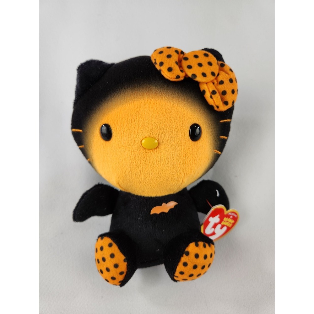 Hello Kitty Halloween Ty Beanie Collab Plush 6" Black Cat Orange Stuffed Costume